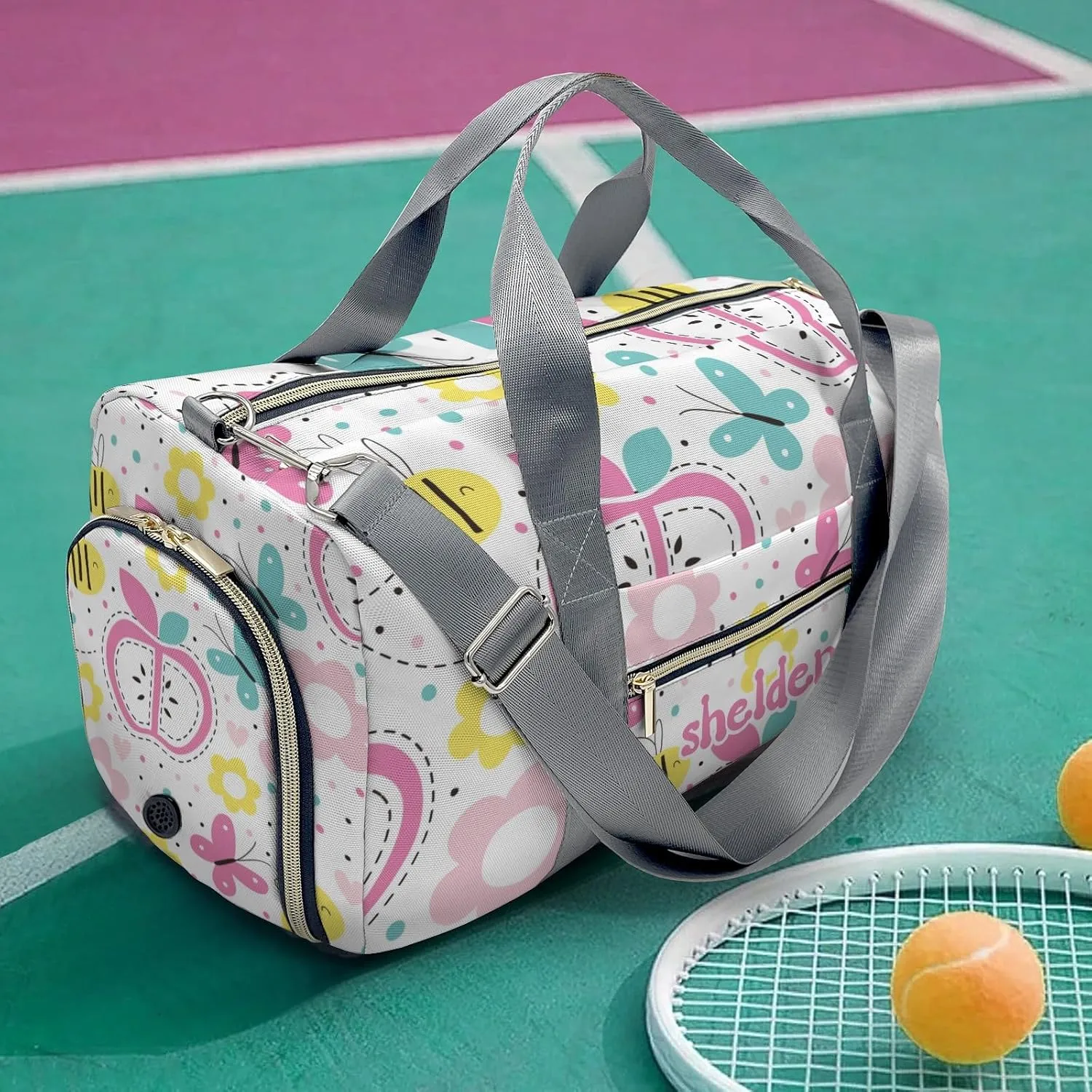 Personalized Apple Custom Multi-functional Travel Bag, Unisex Portable Duffel Bag, Short Distance Travel Assistant