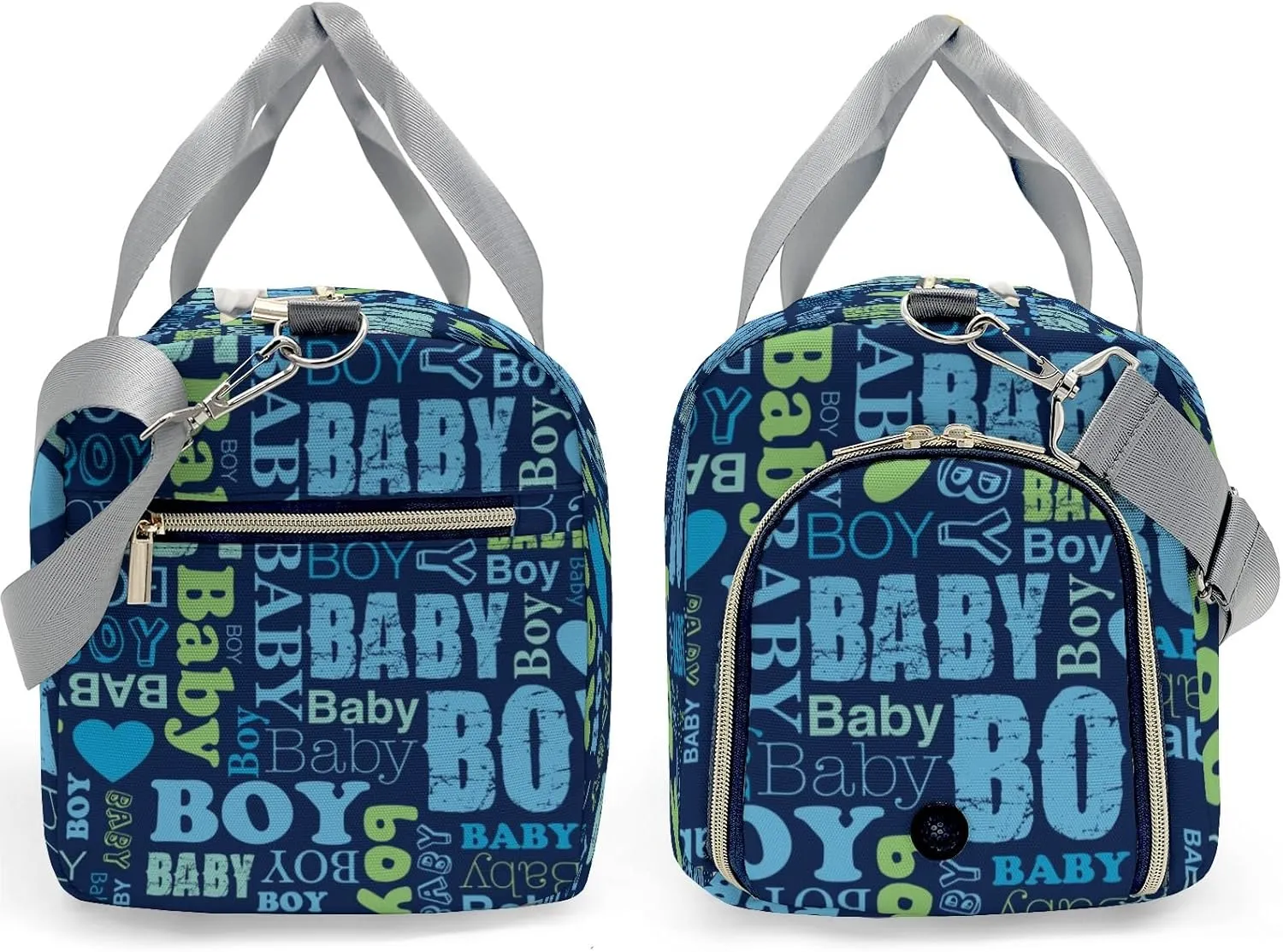 Personalized Baby Boy Blue Lettering Custom Multi-functional Travel Bag, Unisex Portable Duffel Bag, Short Distance Travel Assistant