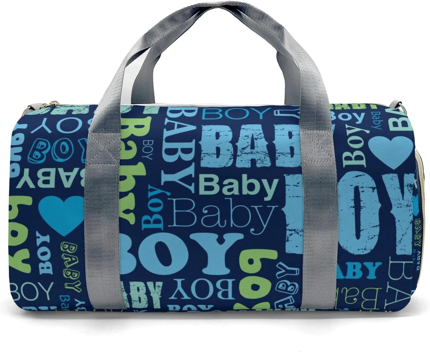 Personalized Baby Boy Blue Lettering Custom Multi-functional Travel Bag, Unisex Portable Duffel Bag, Short Distance Travel Assistant