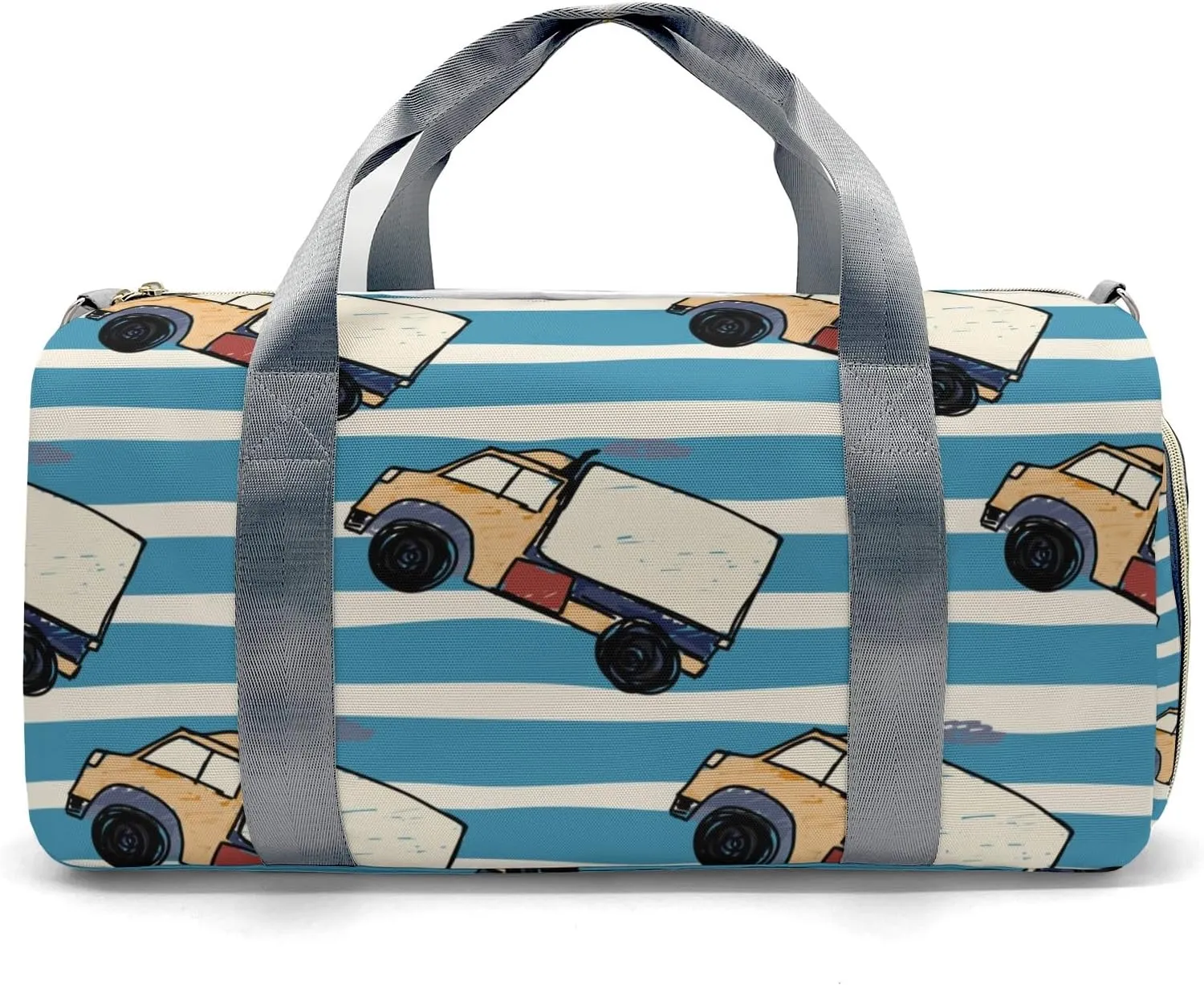 Personalized Blue Stripes Truck Custom Multi-functional Travel Bag, Unisex Portable Duffel Bag, Short Distance Travel Assistant