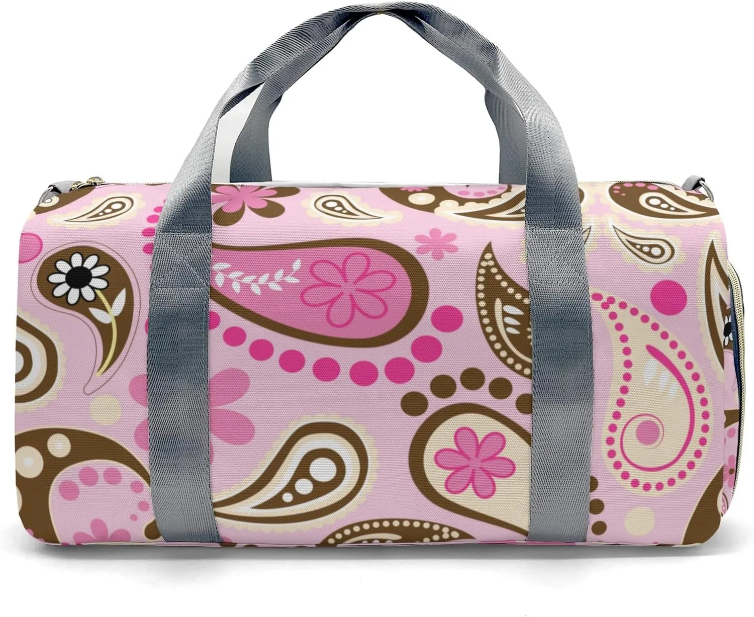 Personalized Cowgirl pink brown paisley flowers Custom Multi-functional Travel Bag, Unisex Portable Duffel Bag, Short Distance Travel Assistant