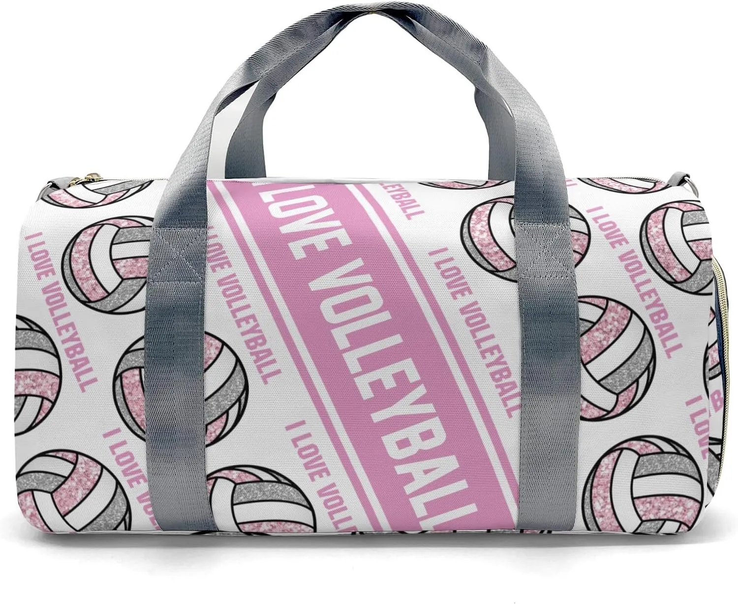 Personalized I Love Volleyball Custom Multi-functional Travel Bag, Unisex Portable Duffel Bag, Short Distance Travel Assistant
