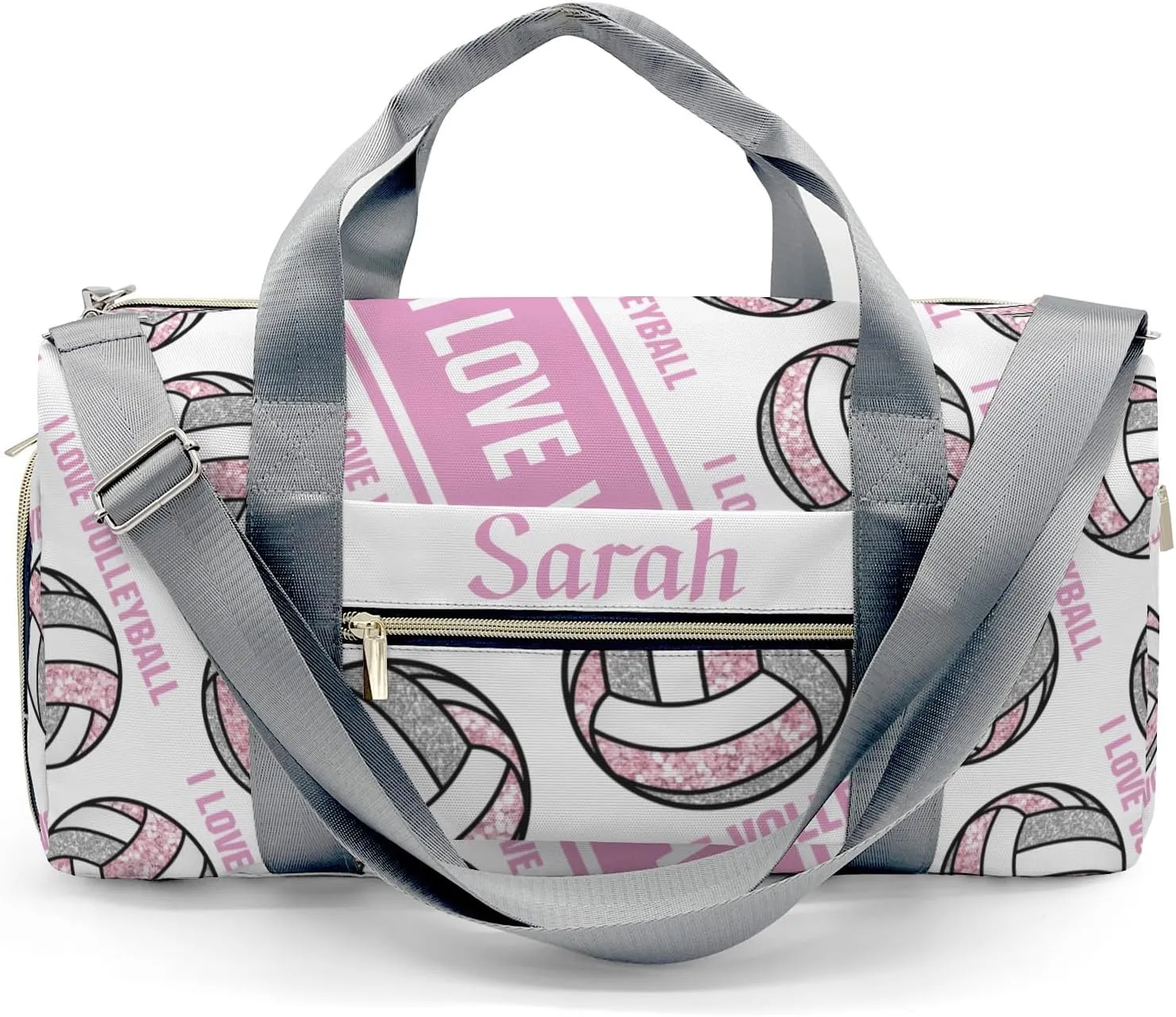 Personalized I Love Volleyball Custom Multi-functional Travel Bag, Unisex Portable Duffel Bag, Short Distance Travel Assistant