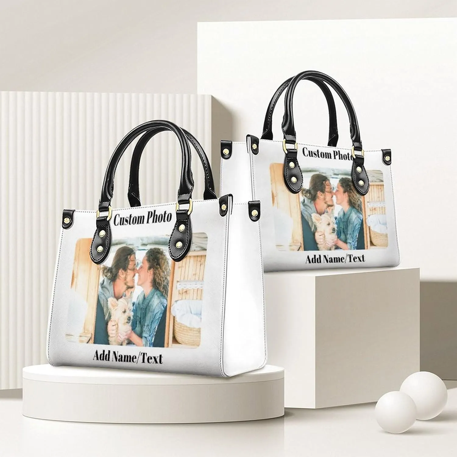 Personalized Purse for Women, Custom Name Photo Handbag Gifts for Her, Casual Tote Bag for Mom Teacher Bridesmaid Sister