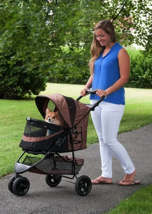 Pet Gear No-Zip Special Edition 3 Wheel Pet Stroller for Cats/Dogs, Zipperless Entry, Easy One-Hand Fold, Removable Liner, Cup Holder, Espresso