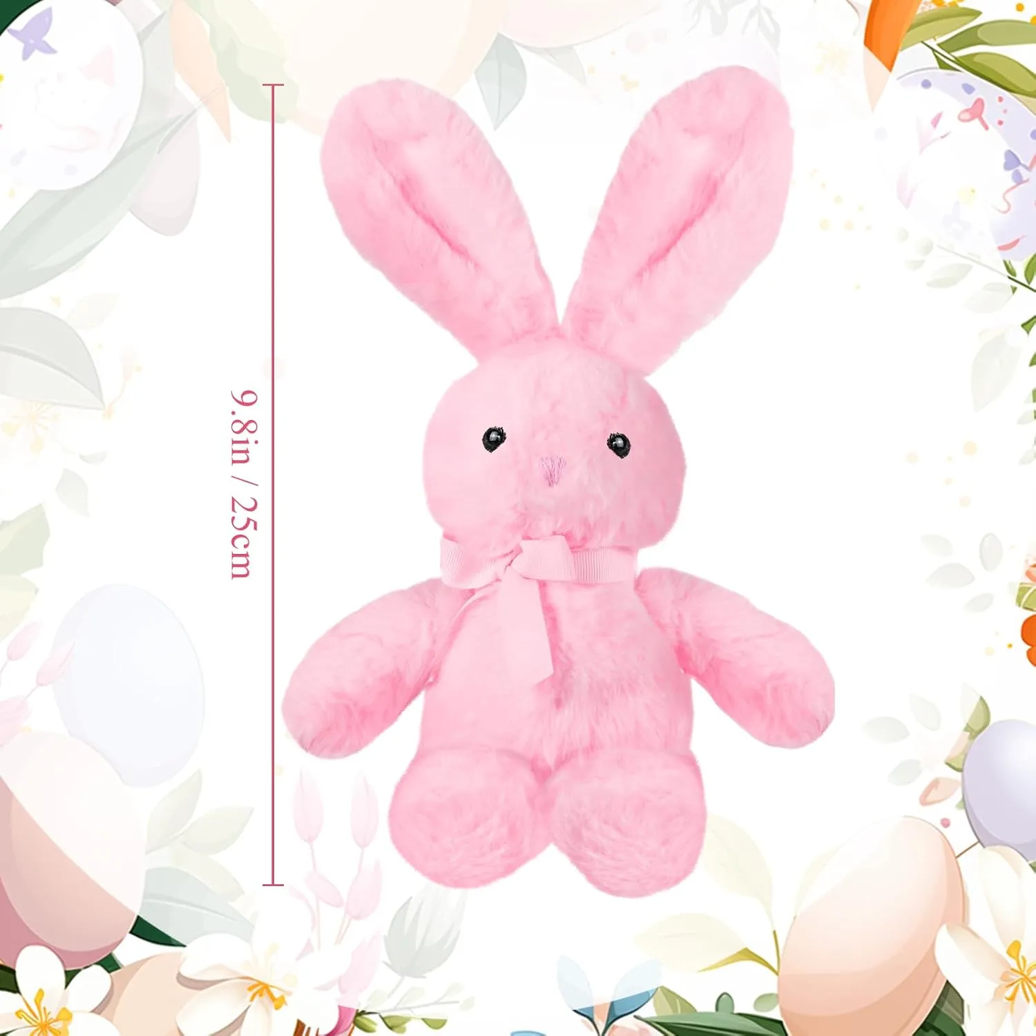 Plush Stuffed Animals cute 9.84'' Cuddly Toys Soft Plushies with Bowtie Macaron Color for Party Basket Stuffers Mother's Day Birthday Weeding Baby Shower Gifts(6 Pcs,Bunny)