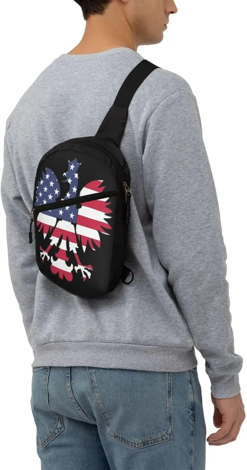 Polish American Eagle Portable Crossbody Bag Foldable Sling Bags Sports Gym Chest Daypack Reusable Shoulder Backpack Casual Diagonally Rucksack Fanny Packs