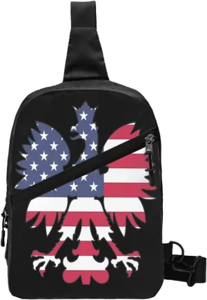 Polish American Eagle Portable Crossbody Bag Foldable Sling Bags Sports Gym Chest Daypack Reusable Shoulder Backpack Casual Diagonally Rucksack Fanny Packs