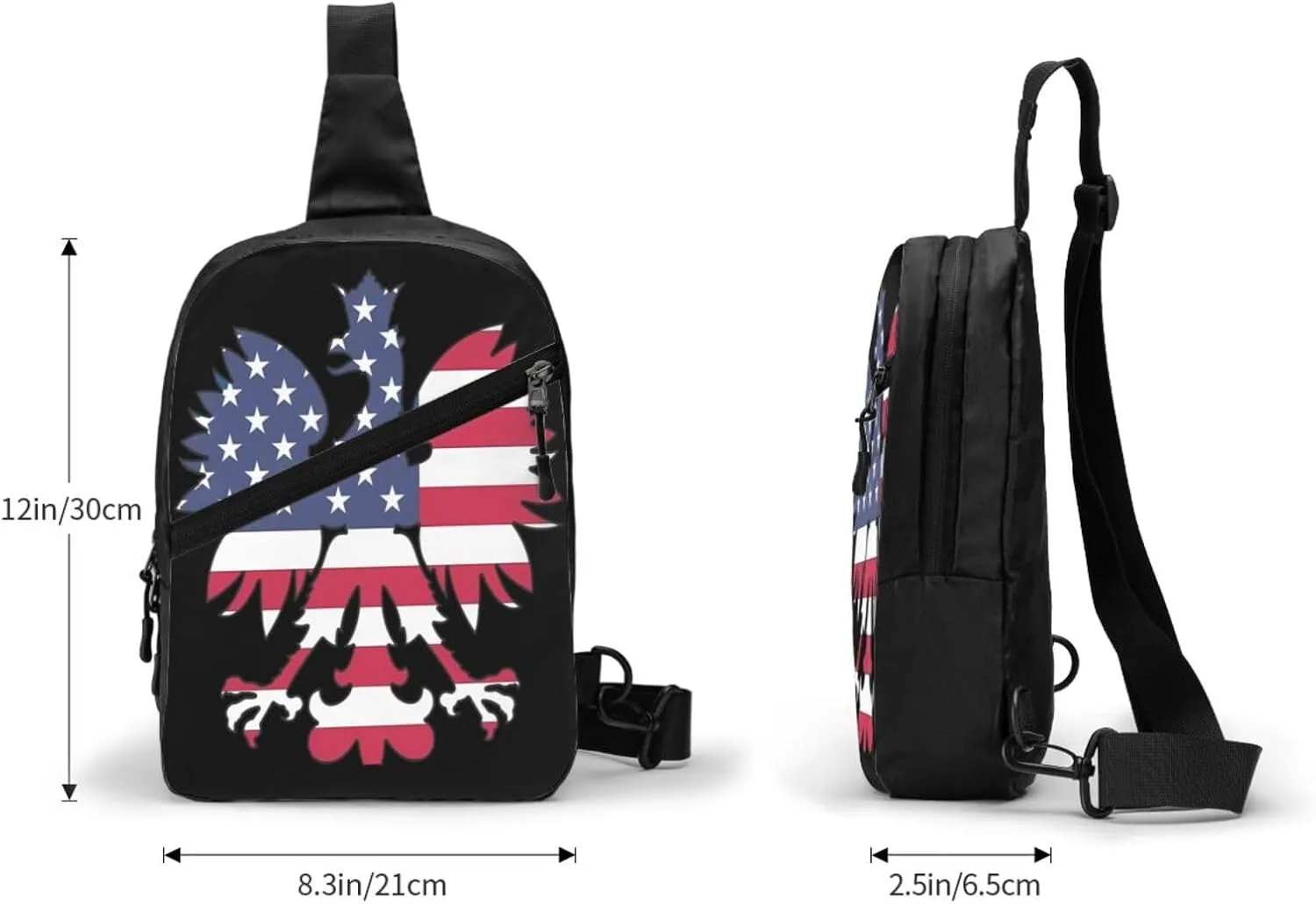 Polish American Eagle Portable Crossbody Bag Foldable Sling Bags Sports Gym Chest Daypack Reusable Shoulder Backpack Casual Diagonally Rucksack Fanny Packs
