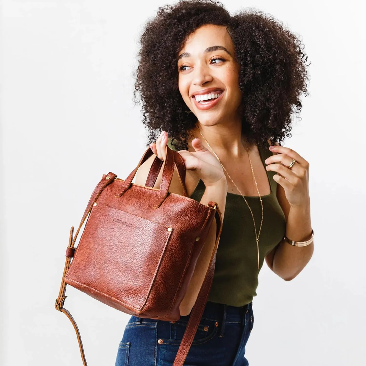 Portland Leather Goods Mini Crossbody Tote Bag for Women – Handmade from the Finest Full-Grain Hides – Adjustable Strap