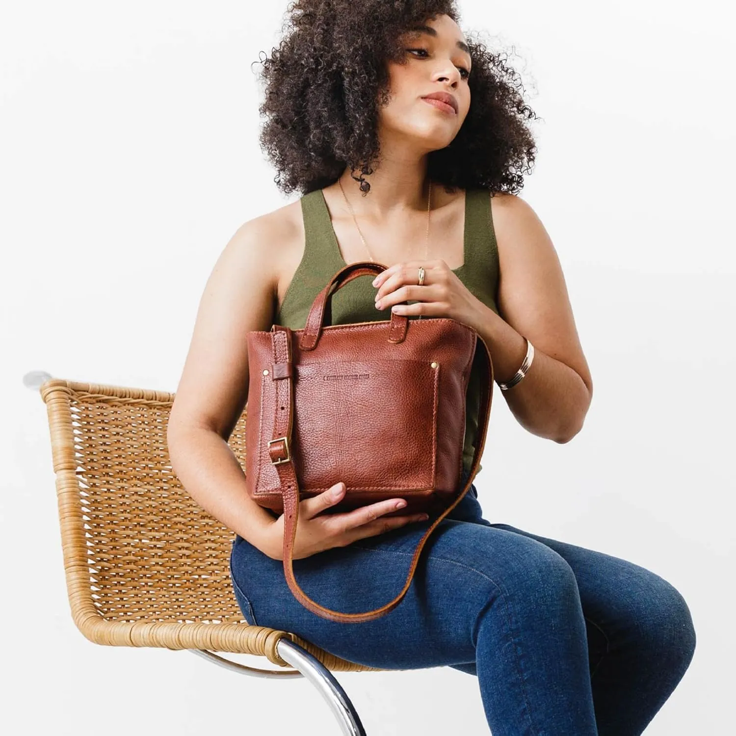 Portland Leather Goods Mini Crossbody Tote Bag for Women – Handmade from the Finest Full-Grain Hides – Adjustable Strap