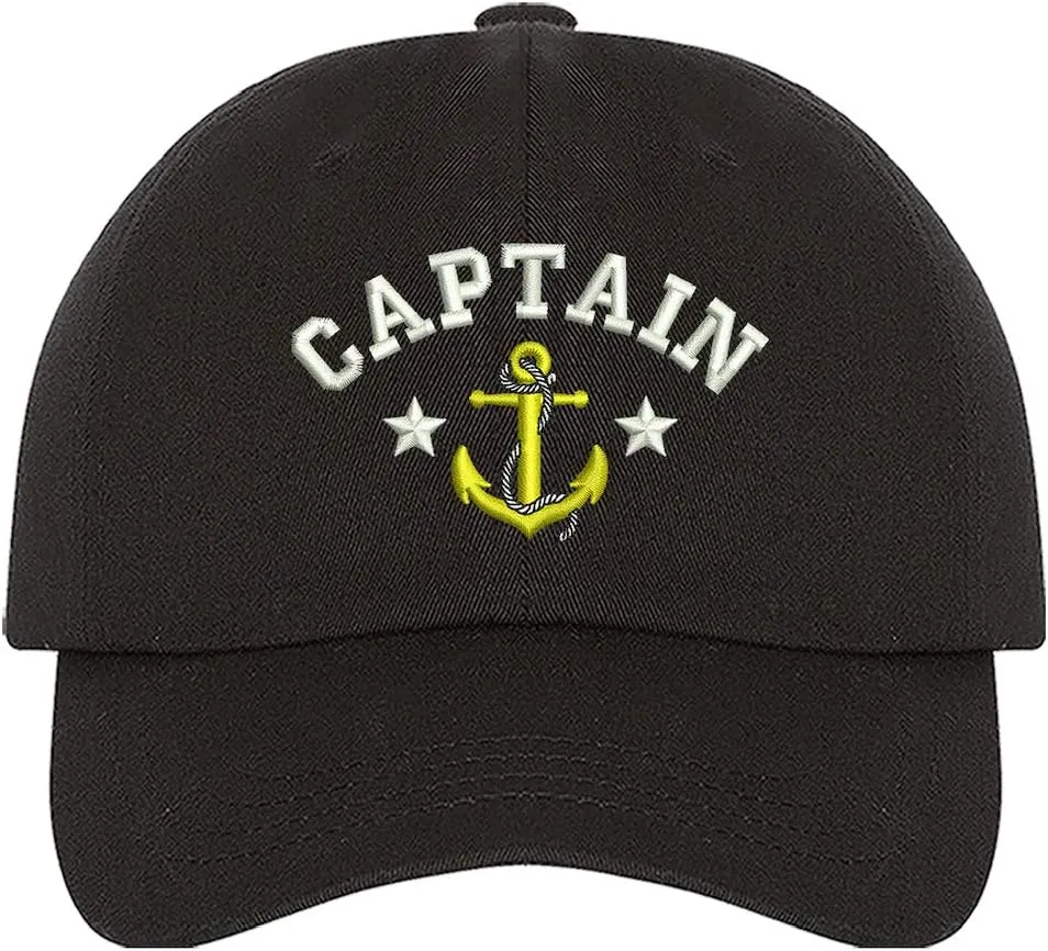 PRFCTO Captain with Anchor Emboridered Unisex Baseball Hat - Anchor Navy Hat