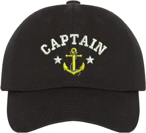 PRFCTO Captain with Anchor Emboridered Unisex Baseball Hat - Anchor Navy Hat