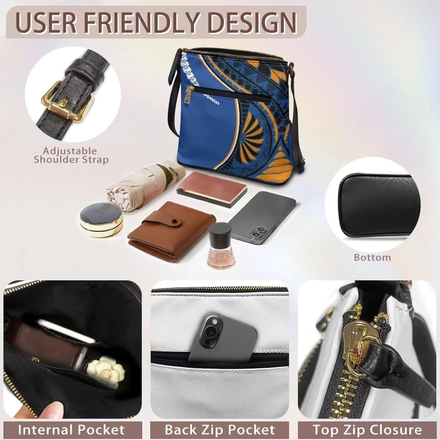 PU Crossbody Bags for Women Fashion Shoulder Purse Bag Travel Purse with Shoulder Strap for Shopping Dating