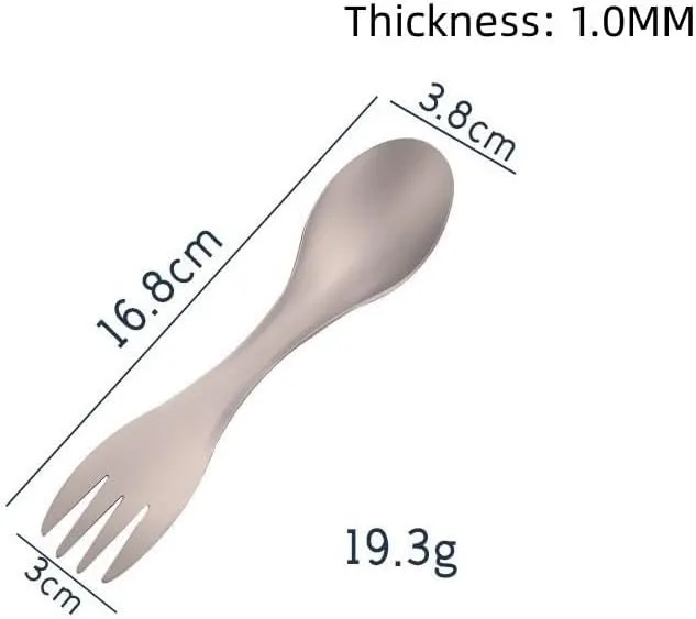 Pure Titanium Two-in-one Fork Spoon Tableware Multi-functional Outdoor Camping Home Tableware(2PCS)