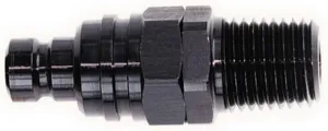 Quick Release Adapter, 3000 Series, Straight, 3/8 in NPT Male to Quick Release Plug, Valved, FKM Seal, Aluminum, Black Anodized, Each