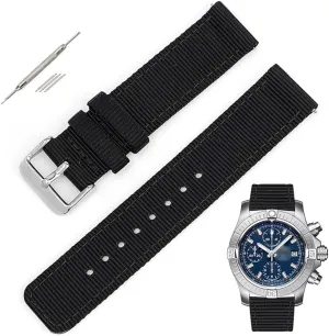 Quick Release Canvas Nylon Straps For Breitling Watches, Replacement Nylon Watch Band For Breitling Watches - Multiple Colors