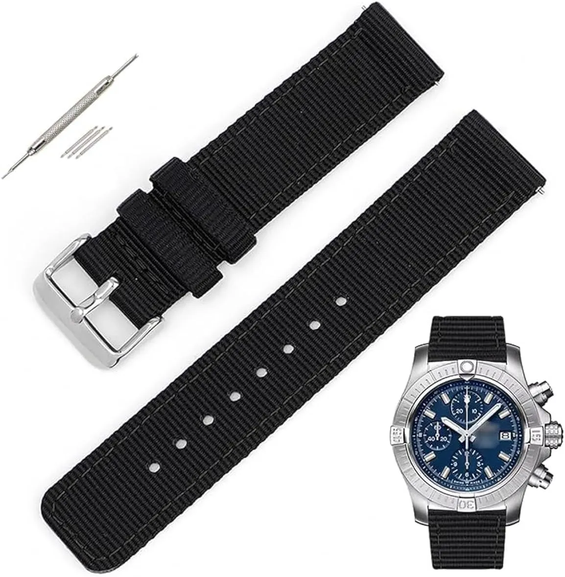 Quick Release Canvas Nylon Straps For Breitling Watches, Replacement Nylon Watch Band For Breitling Watches - Multiple Colors