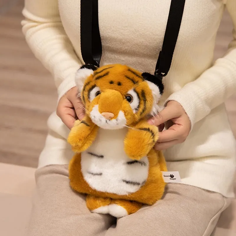 Realistic Tiger Crossbody Shoulder Plush Bag