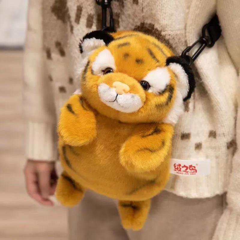 Realistic Tiger Crossbody Shoulder Plush Bag