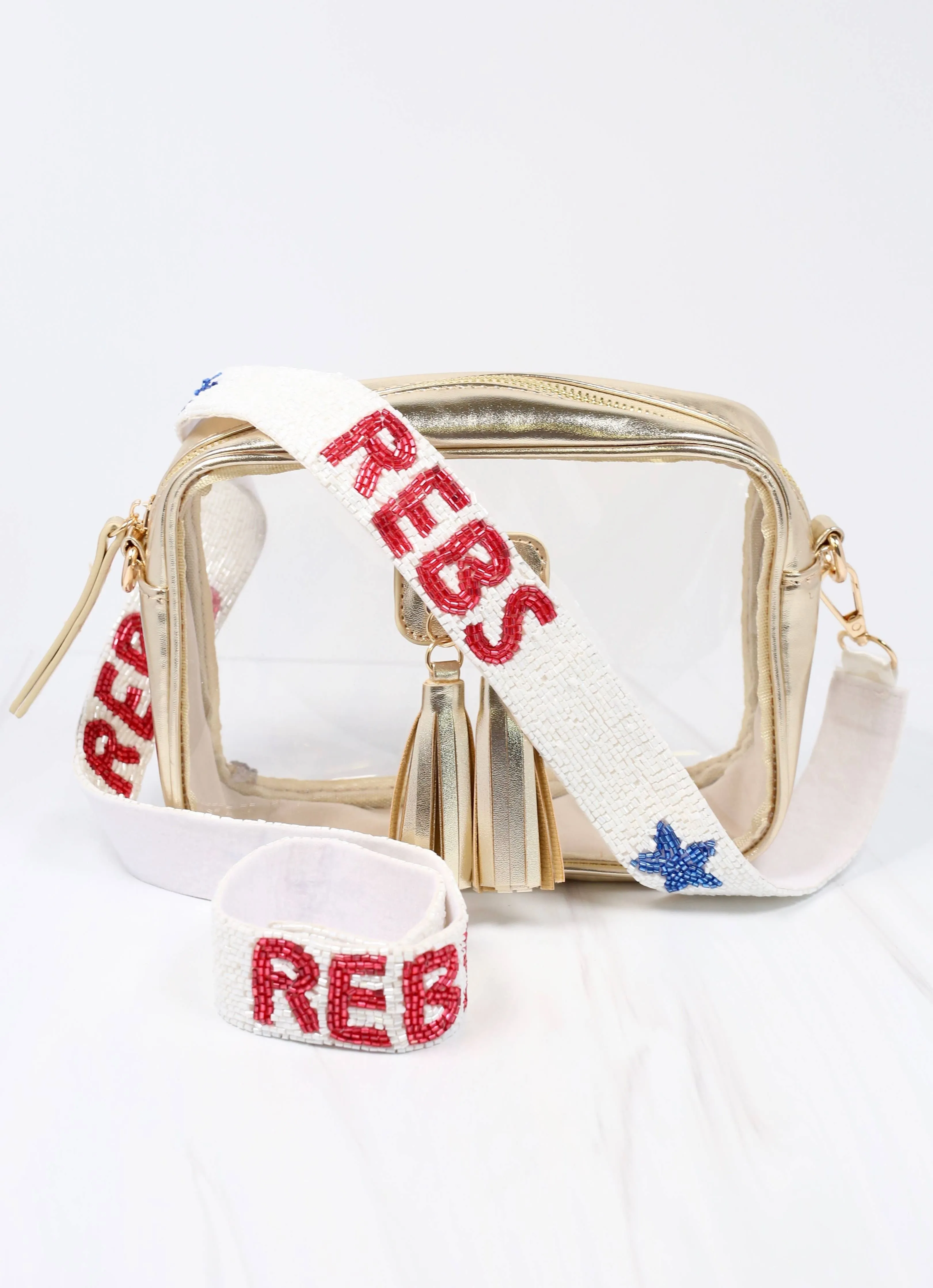 Rebs Beaded Crossbody Strap WHITE
