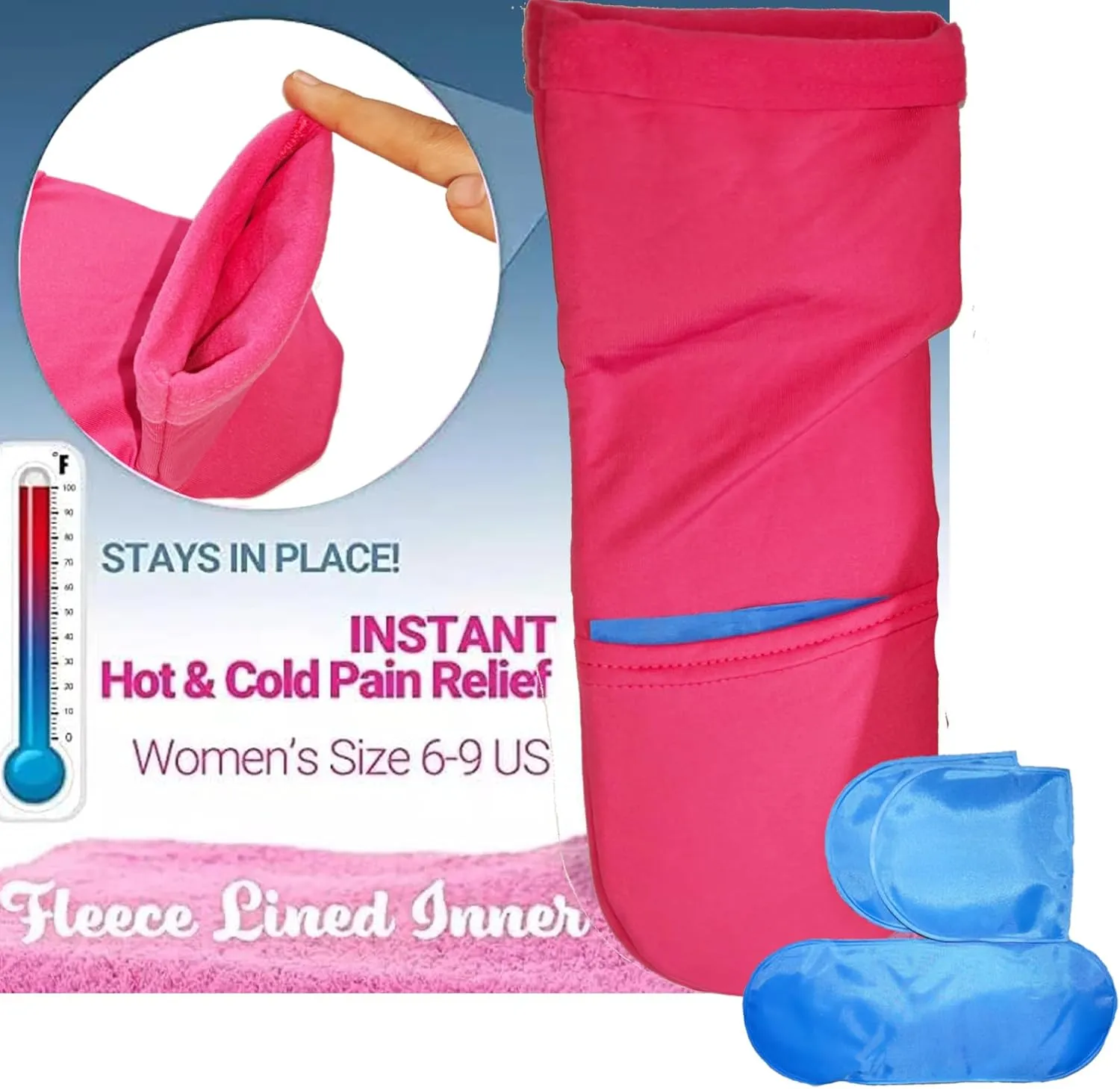 Reusable Cold Therapy Socks, Gel Ice Pack for Feet Heels Injuries Swelling, Hot and Cold Therapy Socks for Plantar Fasciitis Neuropathy Chemotherapy Pain Relief for Foot Ankle (Pink)