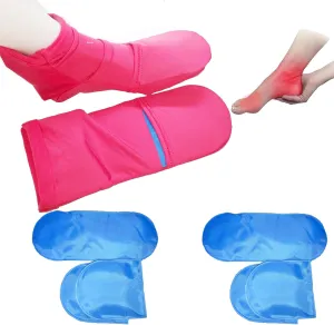 Reusable Cold Therapy Socks, Gel Ice Pack for Feet Heels Injuries Swelling, Hot and Cold Therapy Socks for Plantar Fasciitis Neuropathy Chemotherapy Pain Relief for Foot Ankle (Pink)