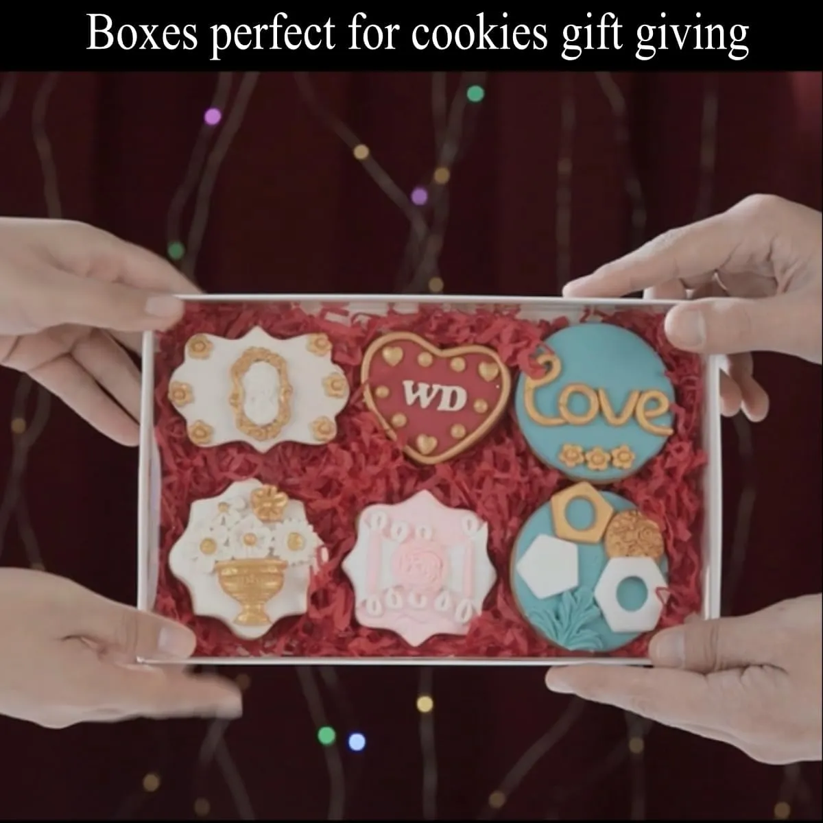 RomanticBaking 24 Pack 9 1/2" x 6" x 1 1/4" Clear White Cookie Boxes with Full Window,Bakery Cakesicle Boxes Macaron Boxes for Christmas Valentine's Halloween Easter Father's Mother's Day Wedding