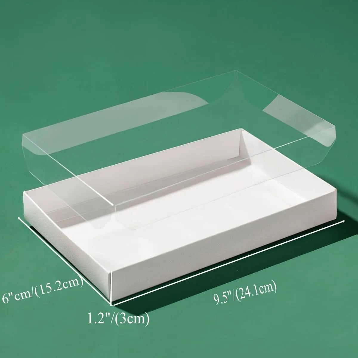 RomanticBaking 24 Pack 9 1/2" x 6" x 1 1/4" Clear White Cookie Boxes with Full Window,Bakery Cakesicle Boxes Macaron Boxes for Christmas Valentine's Halloween Easter Father's Mother's Day Wedding