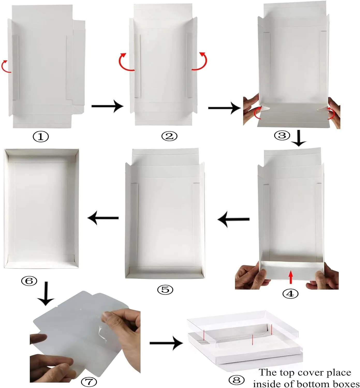 RomanticBaking 24 Pack 9 1/2" x 6" x 1 1/4" Clear White Cookie Boxes with Full Window,Bakery Cakesicle Boxes Macaron Boxes for Christmas Valentine's Halloween Easter Father's Mother's Day Wedding