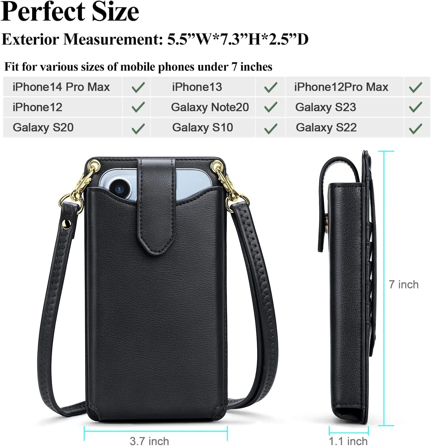 RONSIN Small Crossbody Phone Bag for Women Cell Phone Purse Wallet Mini Shoulder Bag with RFID Card Slots