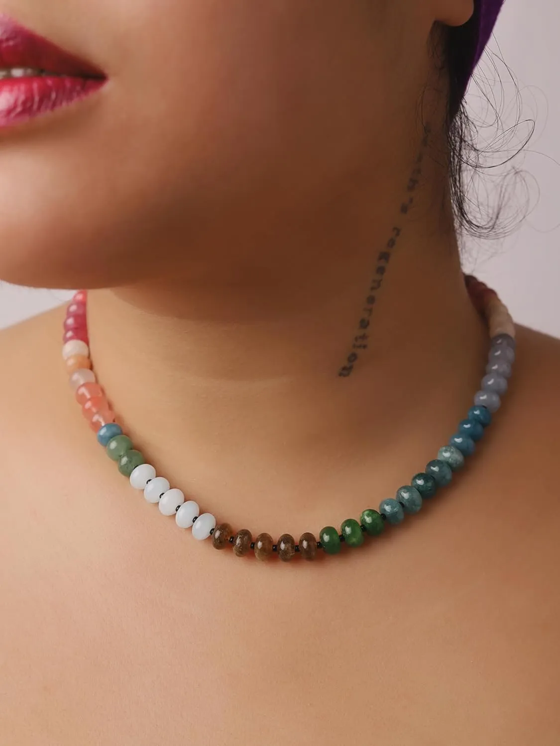 Sacina Trendy Boho Colorful Beaded Crystal Choker, Y2k Summer Beach Necklace, Boho Necklace, Hippie Jewelry, Christmas Jewelry Gift for Women