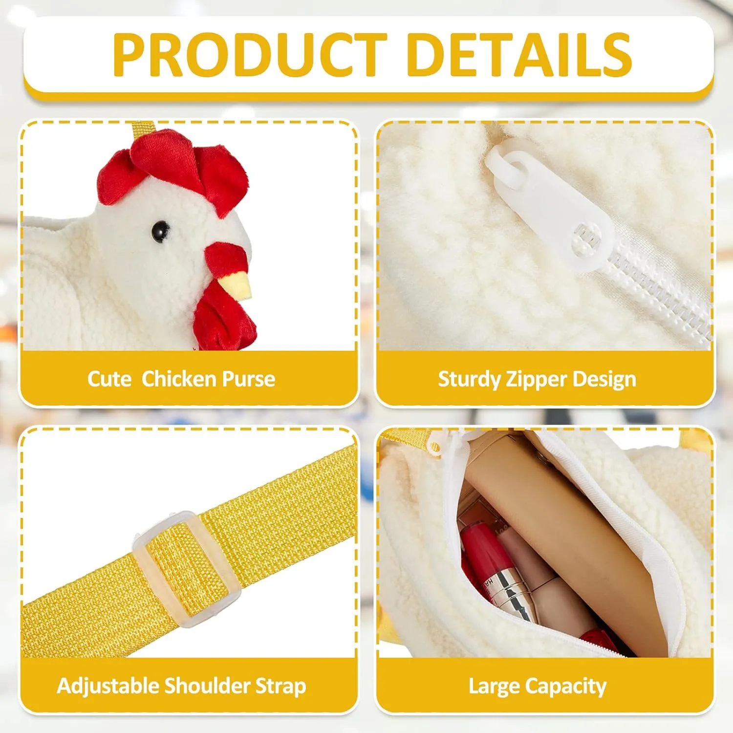 Saintrygo Chicken Hen Purse Bag Fluffy Shoulder Handbag Cute Funny Animal Gift for Christmas for Women Girls