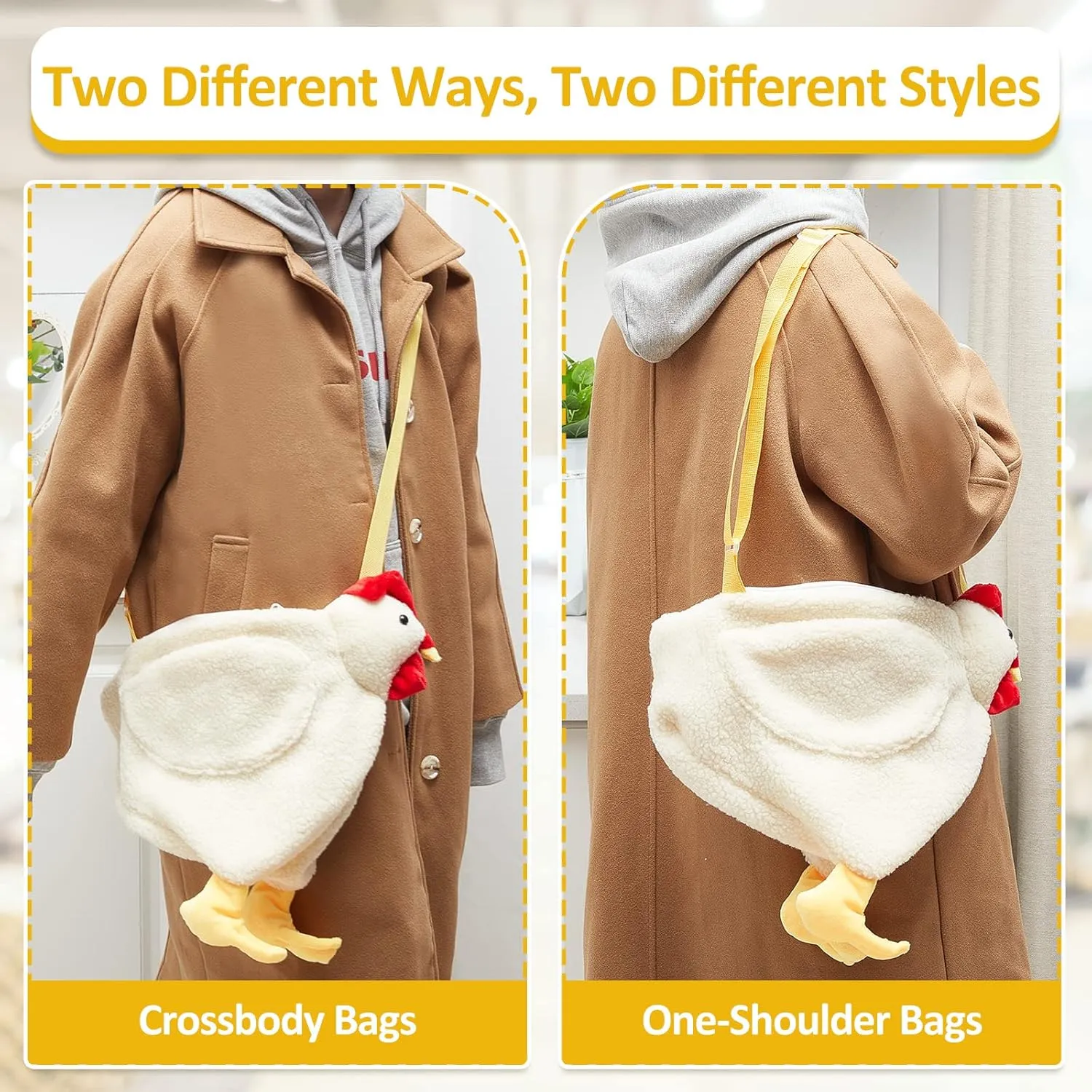 Saintrygo Chicken Hen Purse Bag Fluffy Shoulder Handbag Cute Funny Animal Gift for Christmas for Women Girls