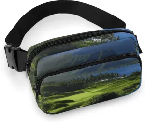 Scenic Hawaii Golf Tropical Fanny Pack for Women Men Waterproof Waist Bag With Adjustable Crossbody Bag for Travel Running Hiking Cycling