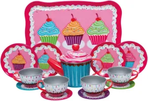 Schylling Cupcakes Tin Tea Set Multi-colored, Small