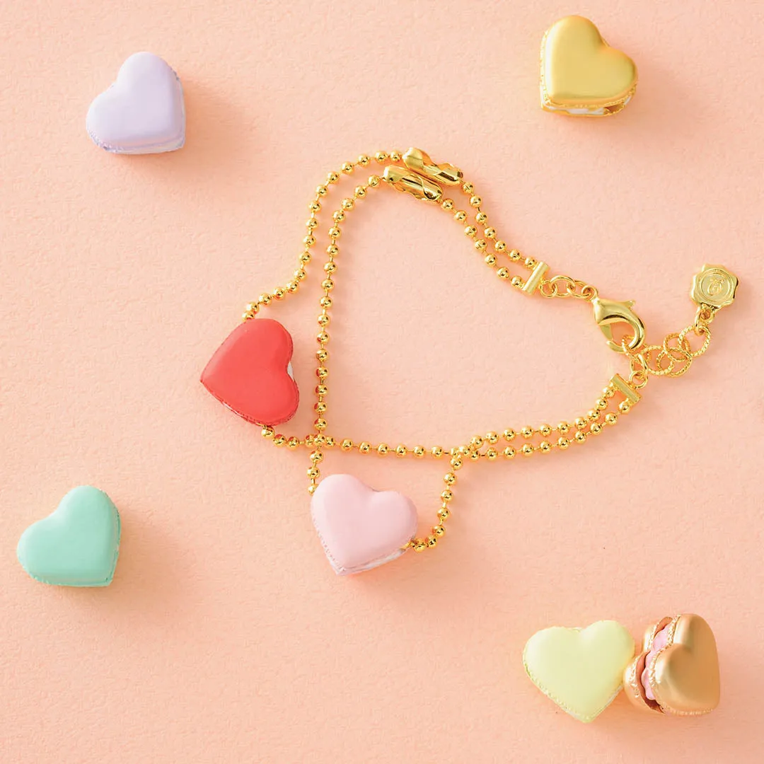 Selectable Love Heart Macaron Charm (Gold)【Japan Jewelry】