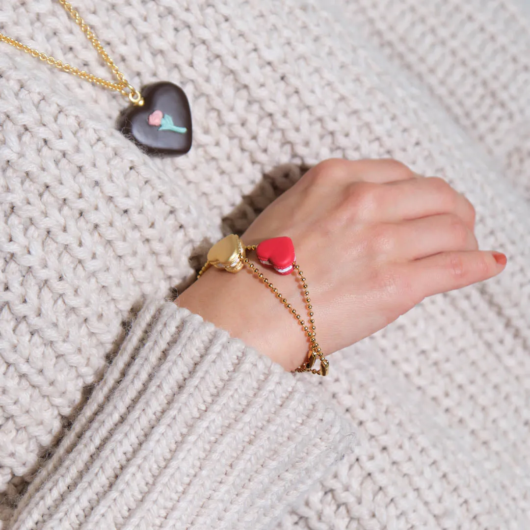 Selectable Love Heart Macaron Charm (Gold)【Japan Jewelry】