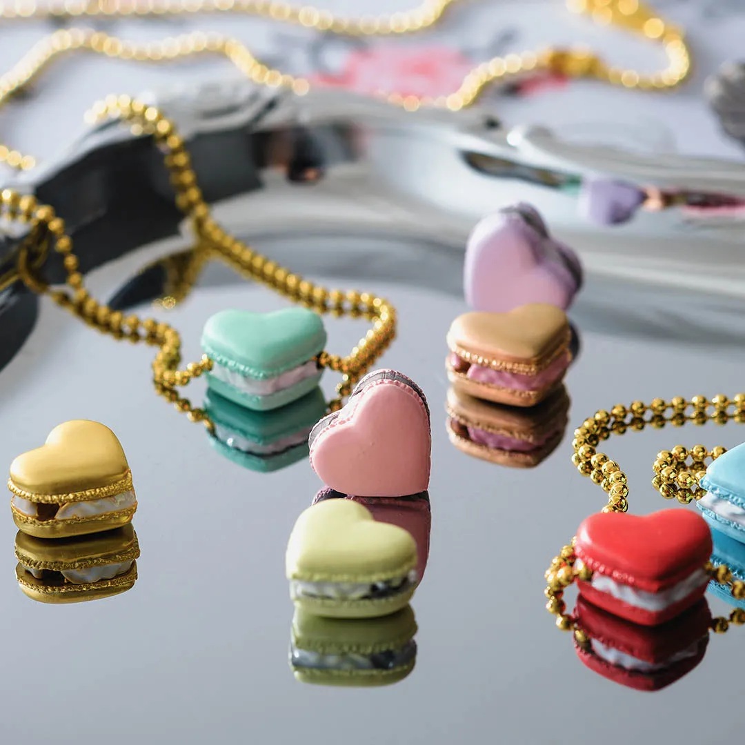 Selectable Love Heart Macaron Charm (Gold)【Japan Jewelry】