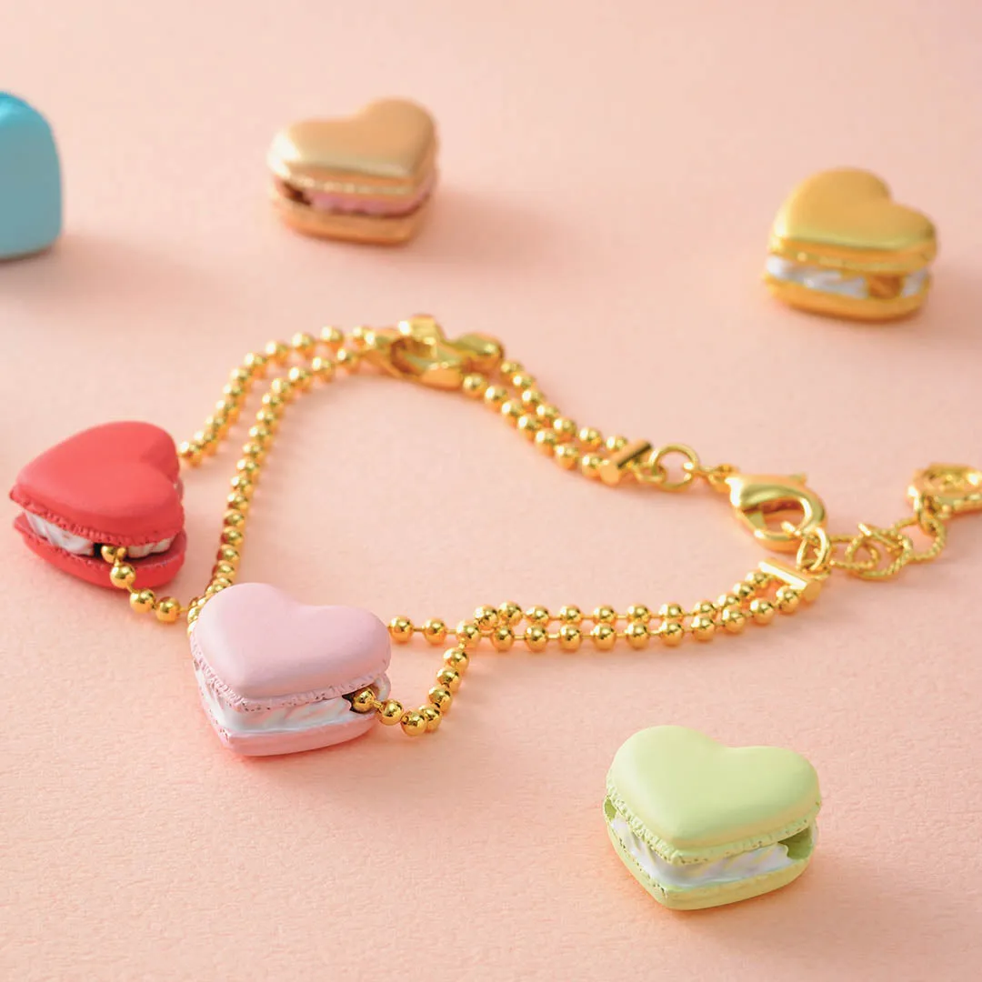Selectable Love Heart Macaron Charm (Gold)【Japan Jewelry】