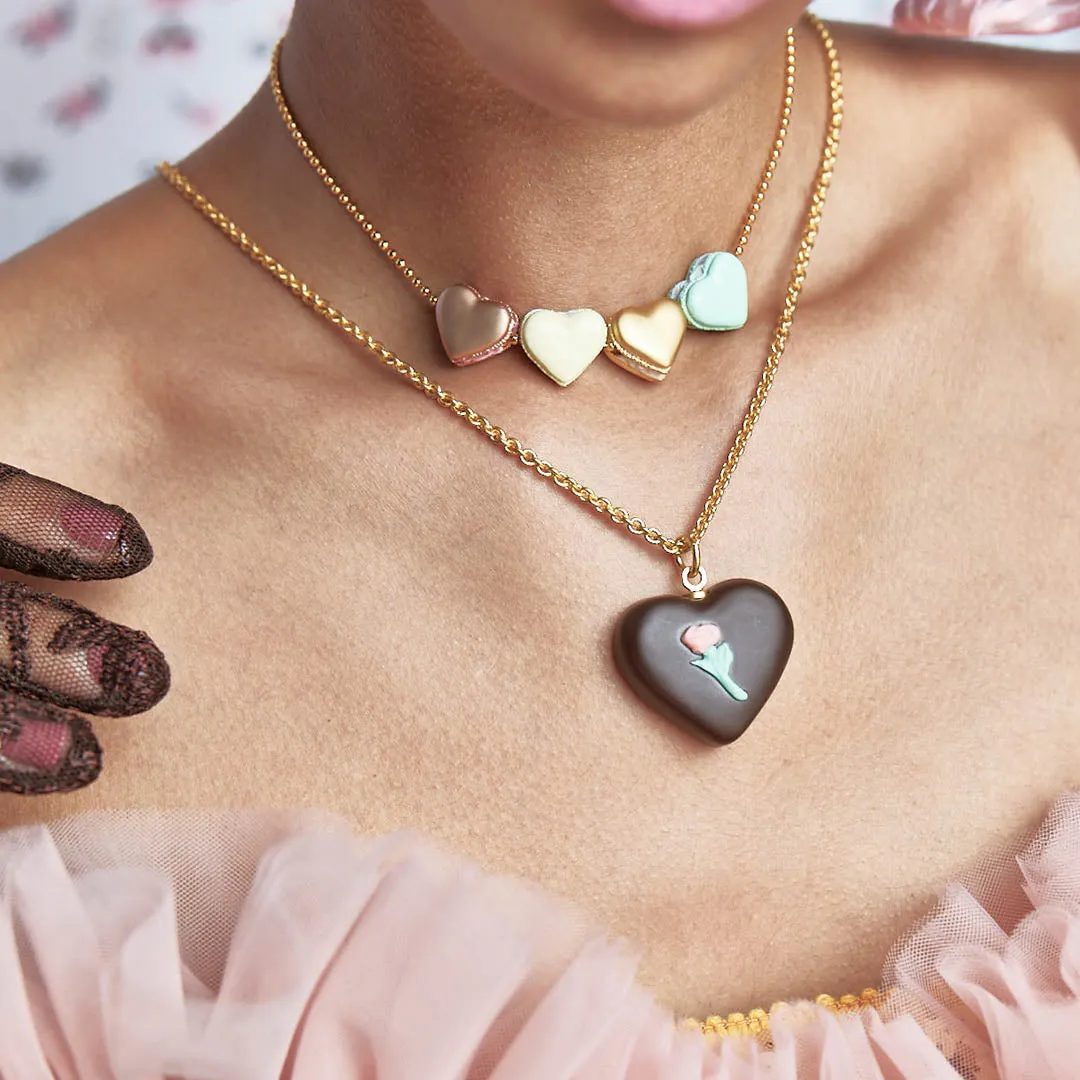 Selectable Love Heart Macaron Charm (Gold)【Japan Jewelry】
