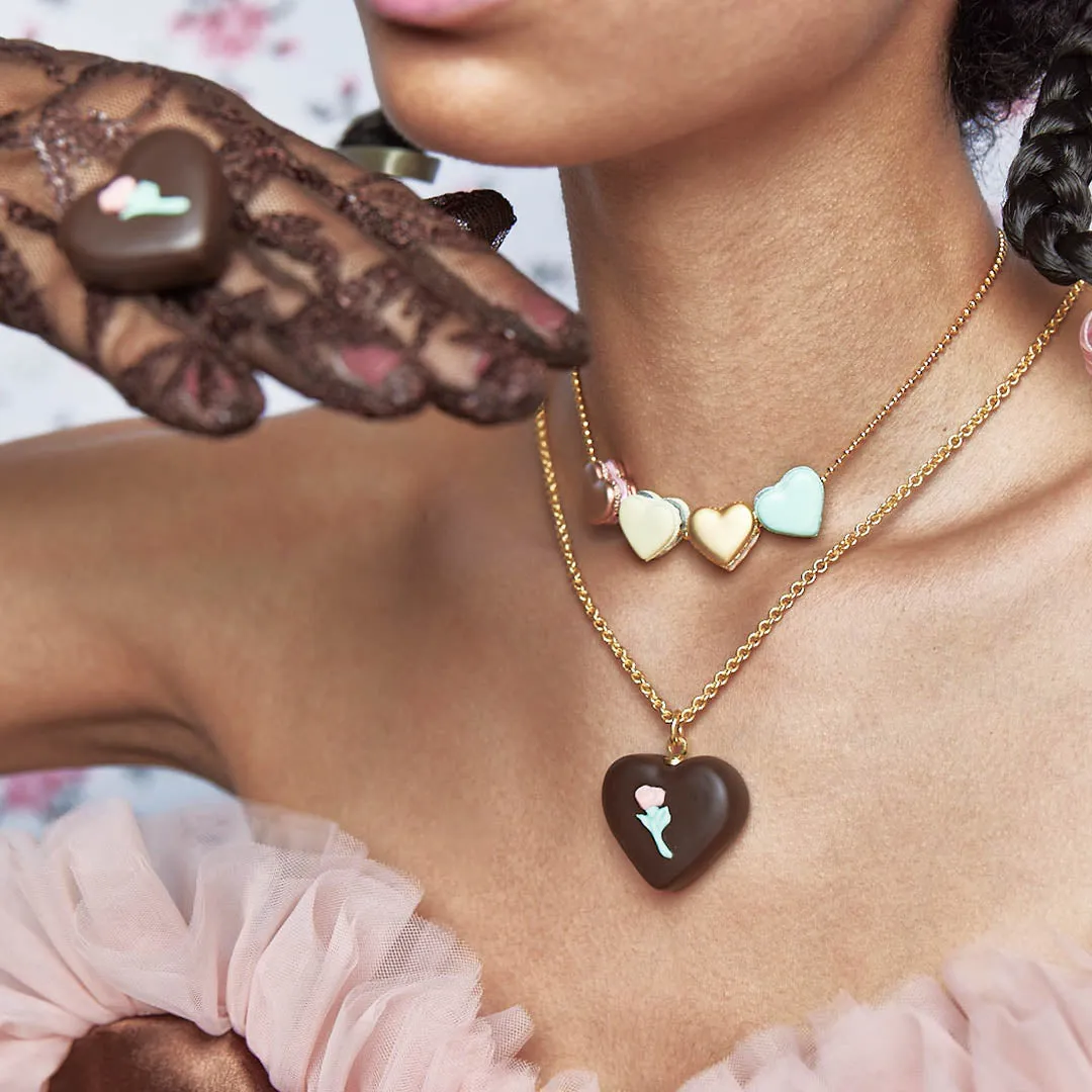 Selectable Love Heart Macaron Charm (Gold)【Japan Jewelry】