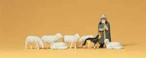 Shepherd w/Flock of Sheep & Dog HO Scale Preiser Models
