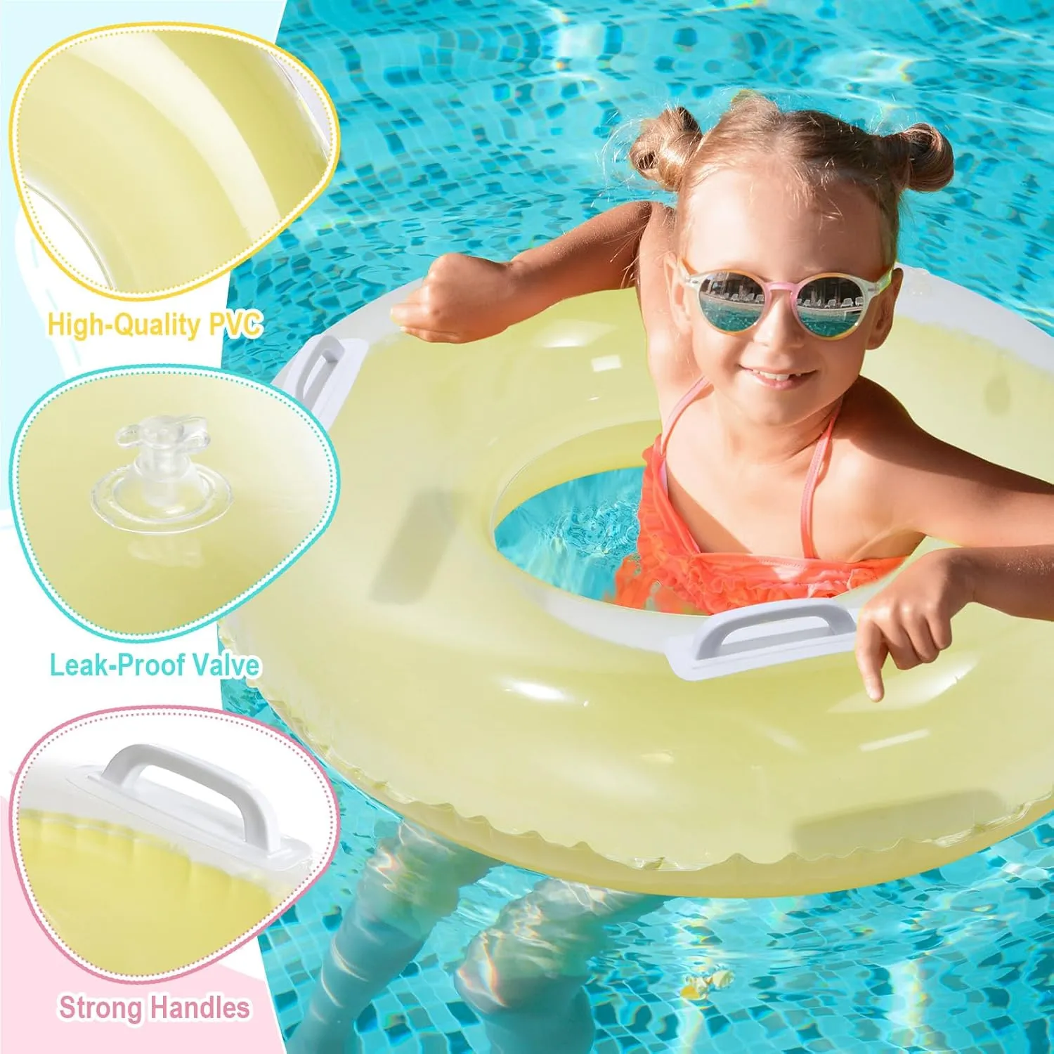 ShinyRelief 3 Pack 33'' Inflatable Pool Floats with Handle for Kids Adult Macaron Swim Tube Rings Inner Tubes, Pool Floaties Toys Beach Swimming Summer Bachelorette Party Toys