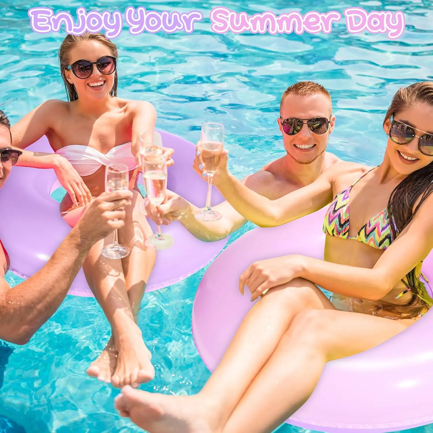 ShinyRelief 4 Pcs Inflatable Pastel Pool Floats 30'' Macaron Swim Inner Tube for Kids Adults Swimming Rings Raft Floats Toys Summer Beach Swimming Pool Bachelorette Party Supplies(Pink,Purple)