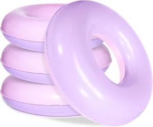ShinyRelief 4 Pcs Inflatable Pastel Pool Floats 30'' Macaron Swim Inner Tube for Kids Adults Swimming Rings Raft Floats Toys Summer Beach Swimming Pool Bachelorette Party Supplies(Pink,Purple)