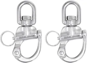SHONAN Swivel Eye Snap Shackle, Marine Sailboat Shackles, 2 Pack Stainless Steel Swivel Shackles for SCBA Mask Quick Release, Sailing Rigging for Spinnaker Halyard