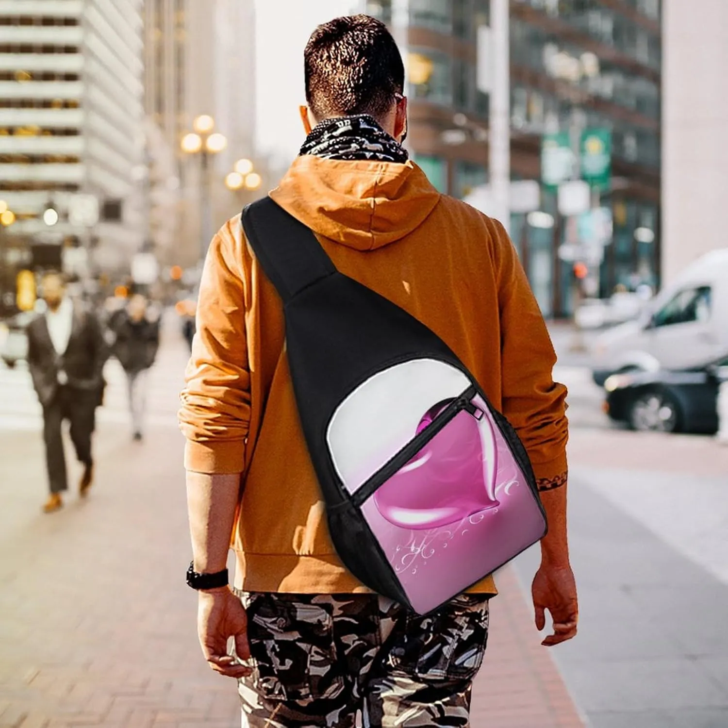 Sling Backpack for Women Men Crossbody Chest Bag Travel Heart Daypack Shoulder Bag for Hiking