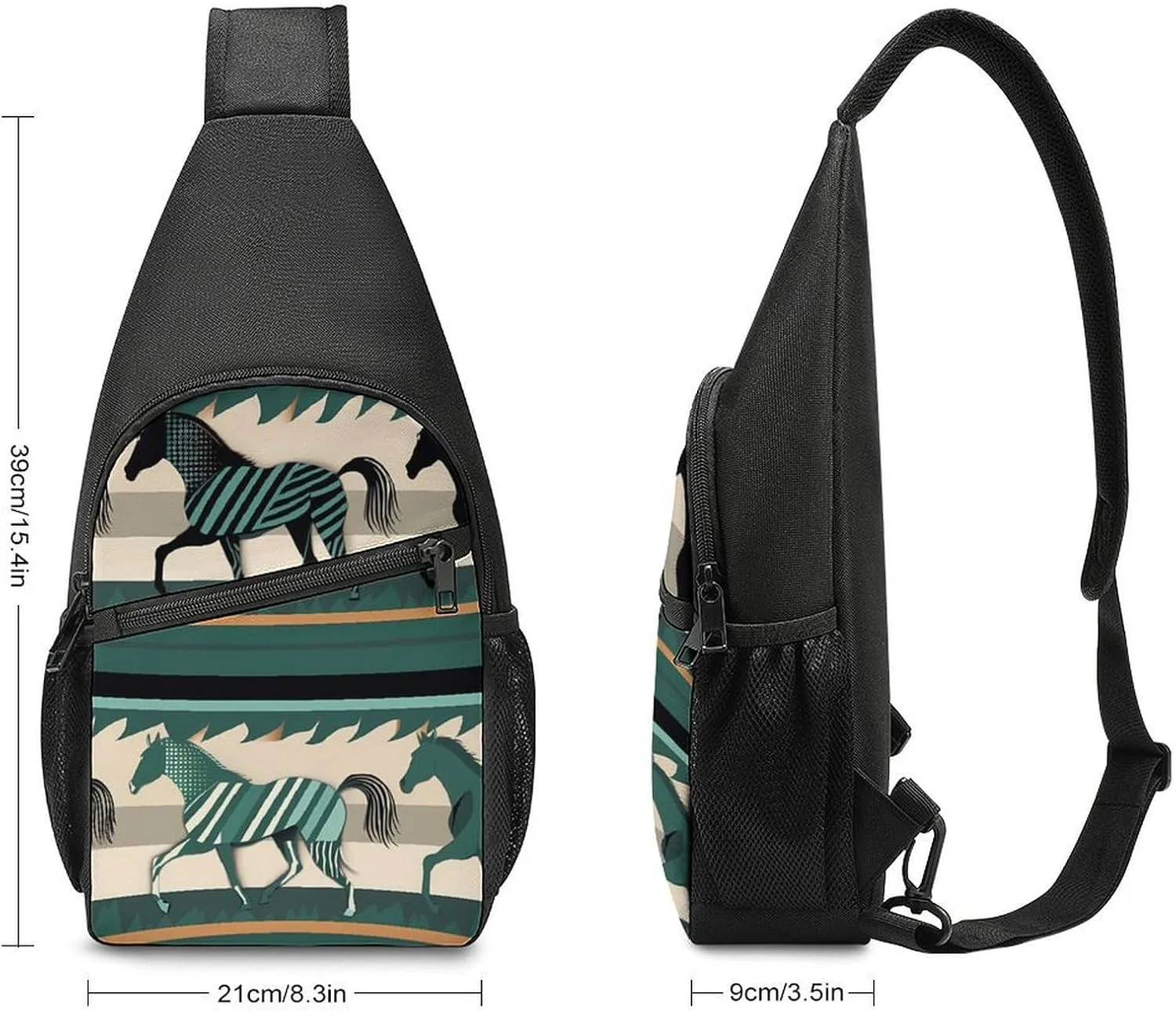 Sling Backpack for Women Men Crossbody Chest Bag Travel Horse Stripes Pattern Daypack Shoulder Bag for Hiking