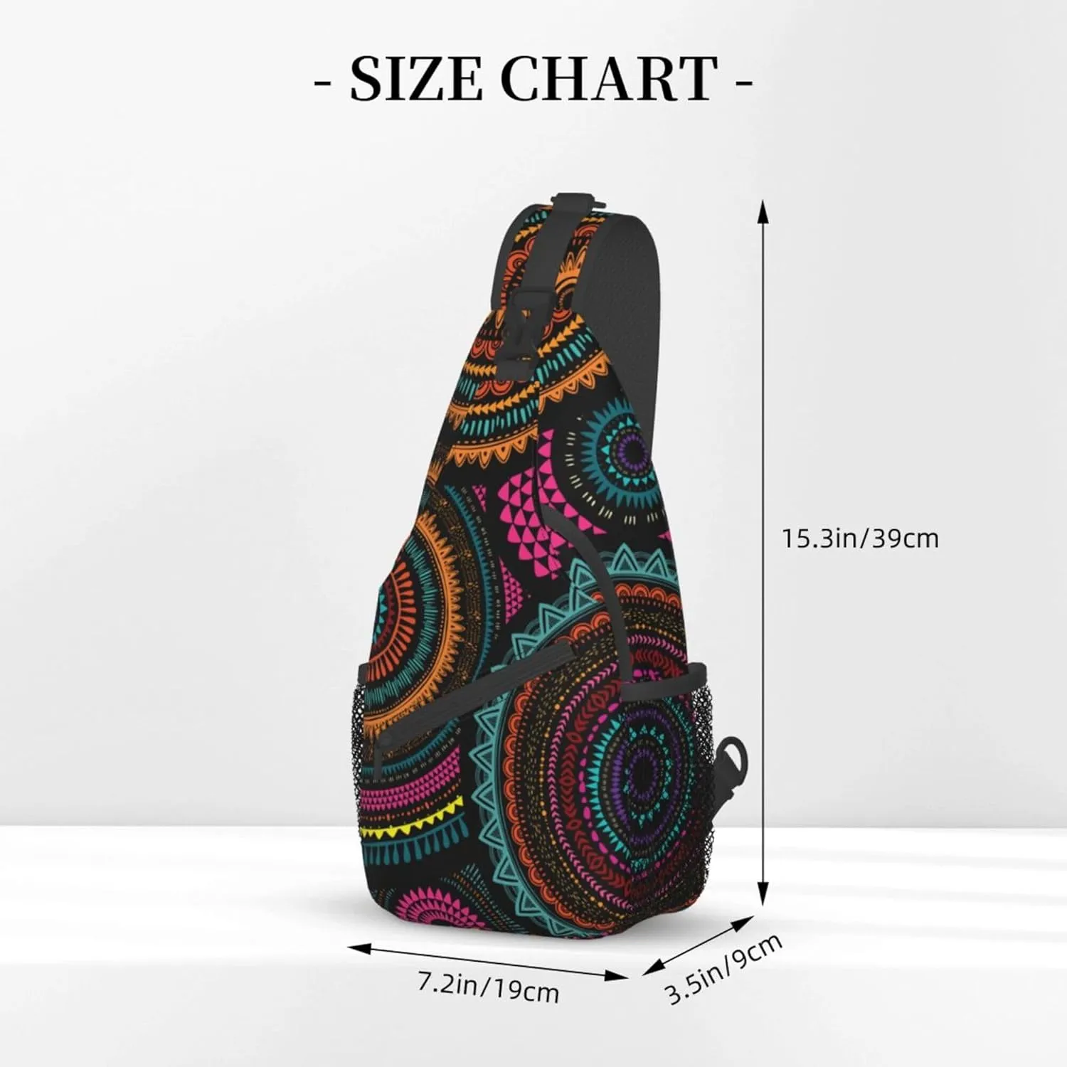 Sling Bag for Men Women, Comfortable Crossbody Backpack Compatible with African Ethnic Round Ornament, Anti-Theft Sling Shoulder Chest Bag Daypack, Fashion Travel Gym Sack Rucksack